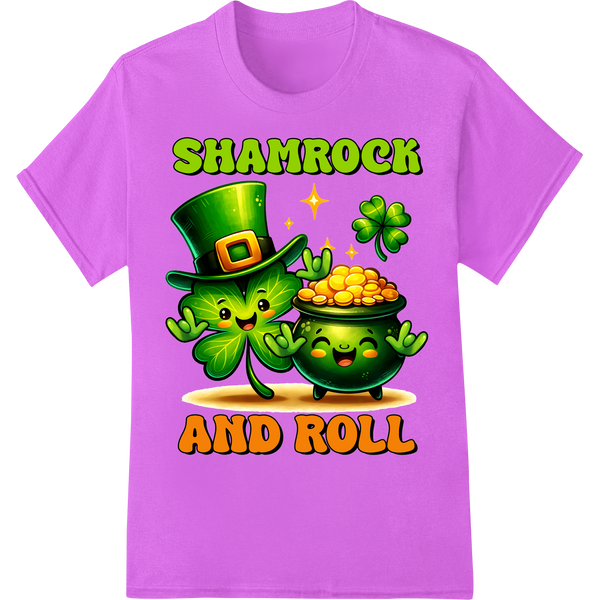 Shamrock & Roll: Groovy St. Patrick's Day DTF Print Transfer on purple shirt - SUPERDTF-DTF Prints-DTF Transfers-Custom DTF Prints