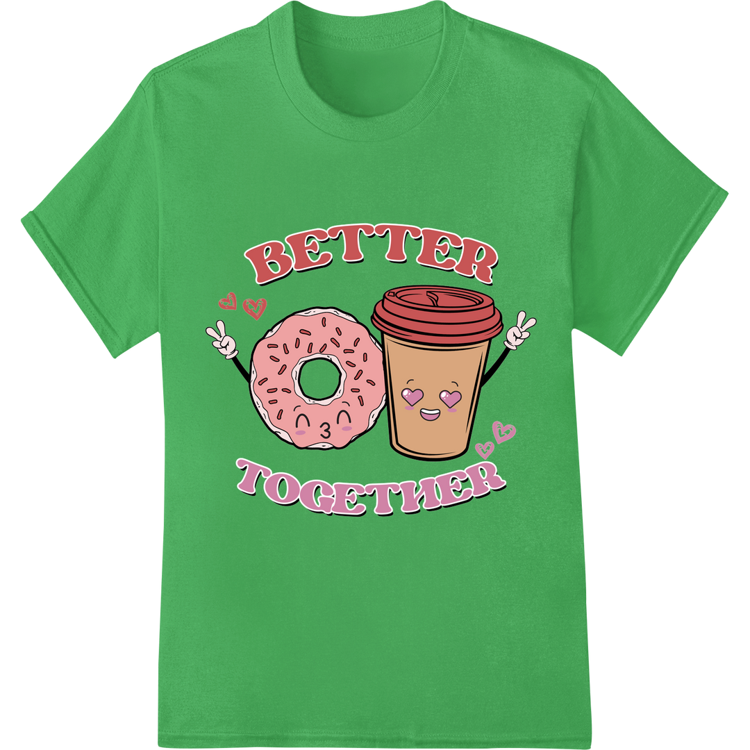 Adorable 'Better Together' Valentine's Day DTF Print on green shirt - SUPERDTF-DTF Prints-DTF Transfers-Custom DTF Prints