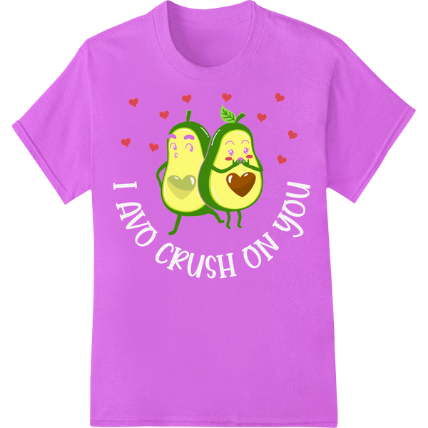 Adorable Avocado Couple Retro Valentine's Day DTF Print on purple shirt - SUPERDTF-DTF Prints-DTF Transfers-Custom DTF Prints