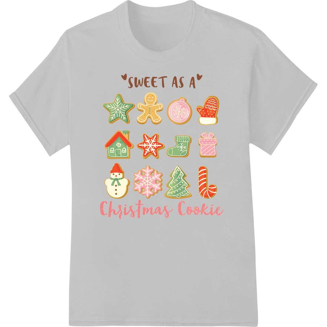 Retro Christmas Cookie Charm: Festive DTF Transfer Print on white shirt - SUPERDTF-DTF Prints-DTF Transfers-Custom DTF Prints