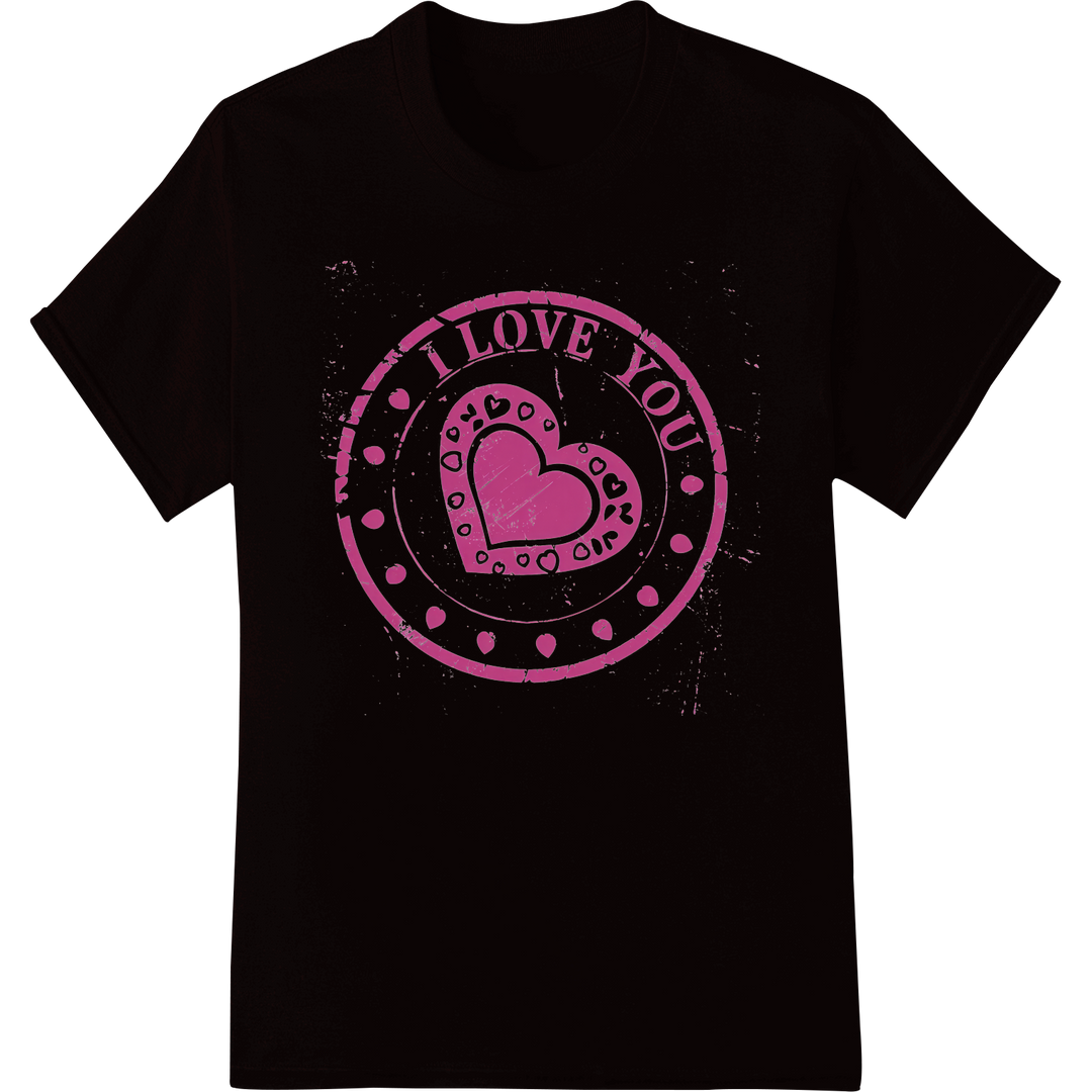 Express Your Love with Our 'I Love You' Heart Stamp DTF Print on black shirt - SUPERDTF-DTF Prints-DTF Transfers-Custom DTF Prints