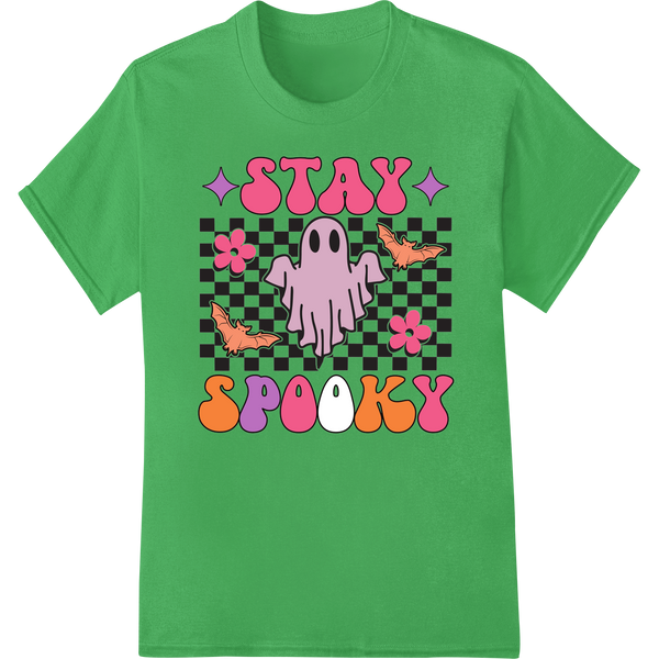 Cute ghost and checkerboard pattern perfect for custom printed Halloween t-shirts using direct-to-film heat transfers.