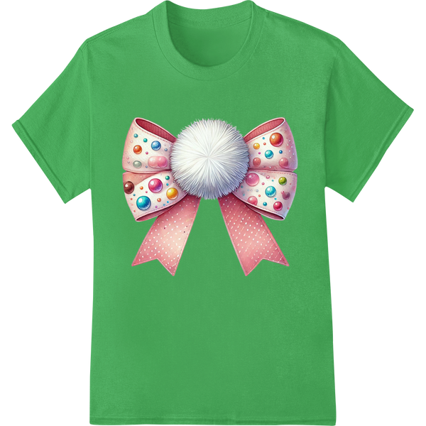 Enchanting Easter Bow DTF Print | Sparkle in Style on green shirt - SUPERDTF-DTF Prints-DTF Transfers-Custom DTF Prints