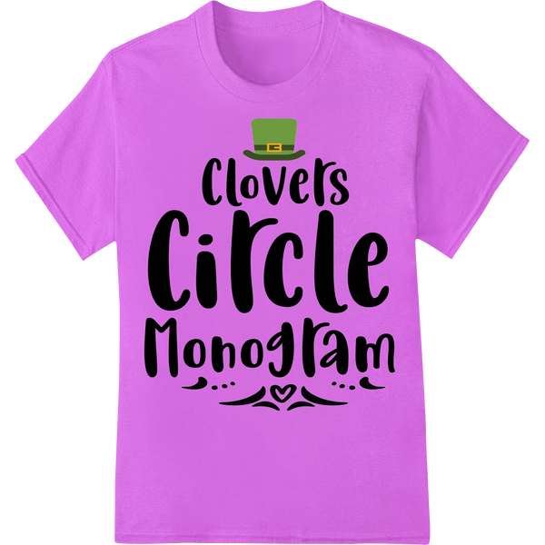 Vibrant DTF prints print on Festive Clovers Circle Monogram - St. Patrick's Day Style