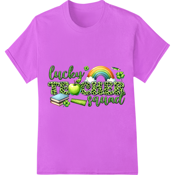 Lucky Teacher Squad DTF Print Heat Transfer St Patrick's on purple shirt - SUPERDTF-DTF Prints-DTF Transfers-Custom DTF Prints