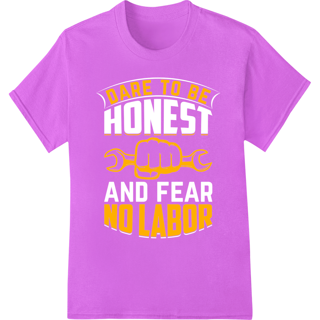 Bold Labor Day Heat Transfer: Dare To Be NO LABOR on purple shirt - SUPERDTF-DTF Prints-DTF Transfers-Custom DTF Prints