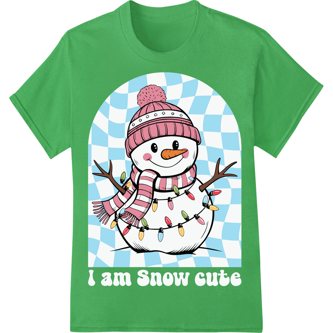 Jolly Frosty the Snowman Heat Transfer | Winter Wonder DTF on green shirt - SUPERDTF-DTF Prints-DTF Transfers-Custom DTF Prints