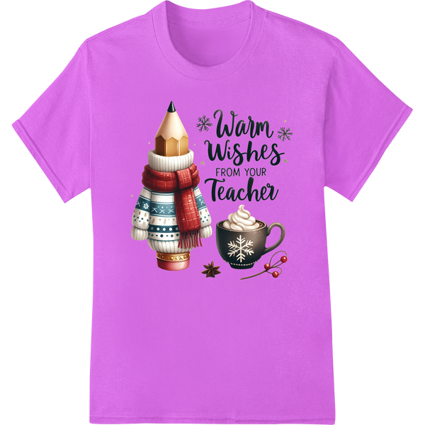 Warm Holiday Wishes From Your Favorite Teacher on purple shirt - SUPERDTF-DTF Prints-DTF Transfers-Custom DTF Prints