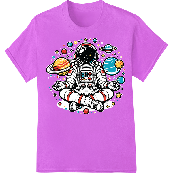 Cosmic Yogi: Meditating Astronaut DTF Print Heat Transfer on purple shirt - SUPERDTF-DTF Prints-DTF Transfers-Custom DTF Prints