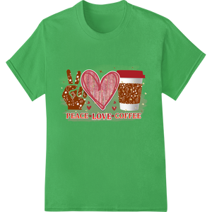 Vintage Valentine's: Peace, Love, and Coffee showcasing advanced t shirt prints technology