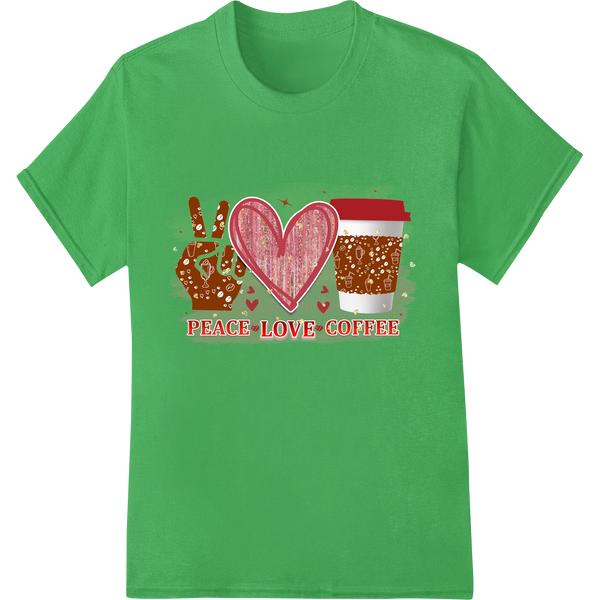 Vintage Valentine's: Peace, Love, and Coffee showcasing advanced t shirt prints technology