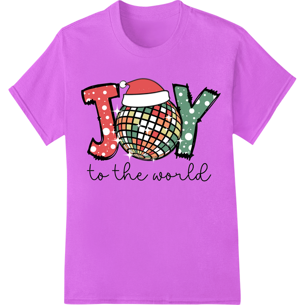 Retro Joy to the World: Festive 70s Christmas DTF Print on purple shirt - SUPERDTF-DTF Prints-DTF Transfers-Custom DTF Prints