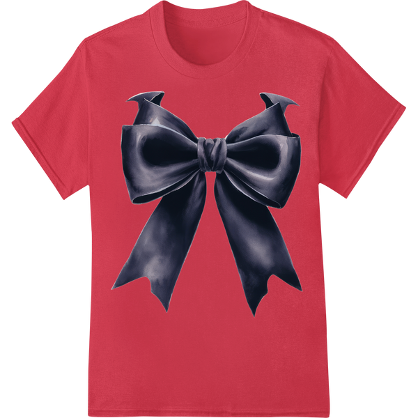 Elegant Black Satin Bow Heat Transfer by Super DTF on red shirt - SUPERDTF-DTF Prints-DTF Transfers-Custom DTF Prints