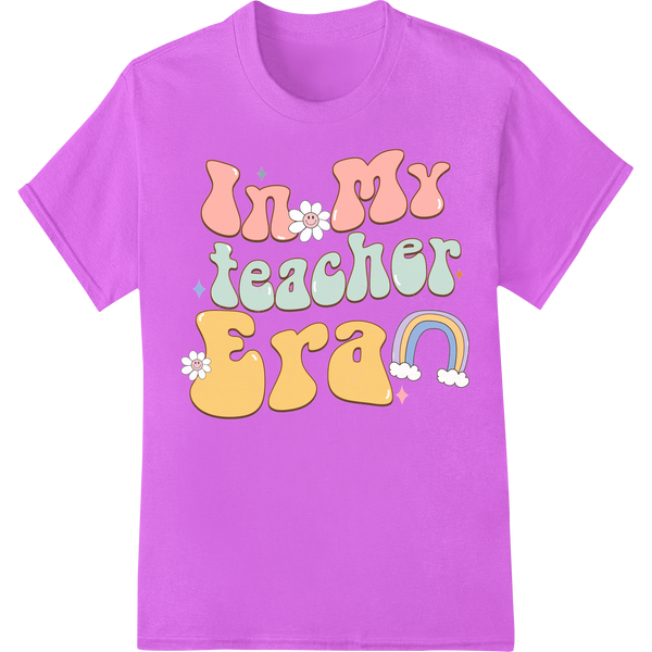 Retro 'In My Teacher Era' Super DTF Print Heat Transfer on purple shirt - SUPERDTF-DTF Prints-DTF Transfers-Custom DTF Prints