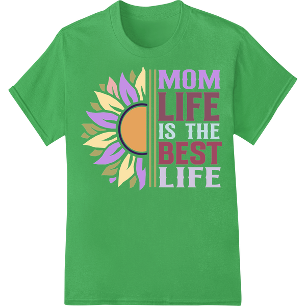 Vibrant 'Mom Life is the Best Life' Retro DTF Print Transfer on green shirt - SUPERDTF-DTF Prints-DTF Transfers-Custom DTF Prints