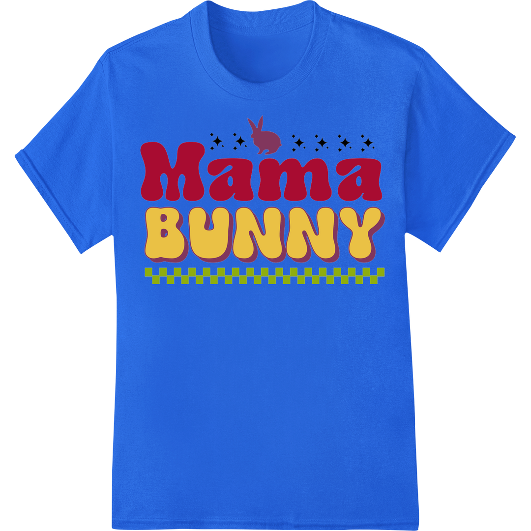 Playful 'Mama Bunny' Easter Typography DTF Print Transfer on blue shirt - SUPERDTF-DTF Prints-DTF Transfers-Custom DTF Prints