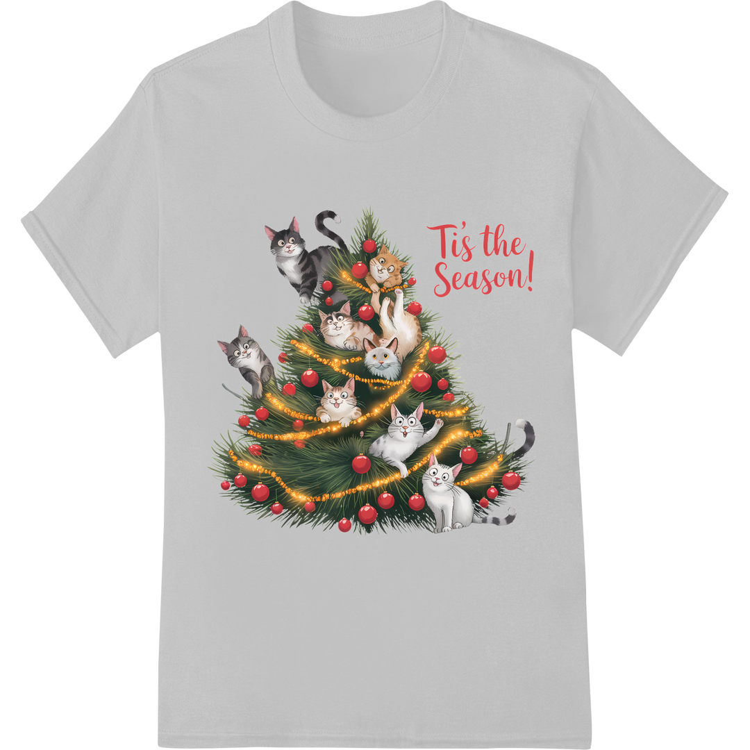 Festive Felines: Adorable Christmas Cat DTF Print on white shirt - SUPERDTF-DTF Prints-DTF Transfers-Custom DTF Prints