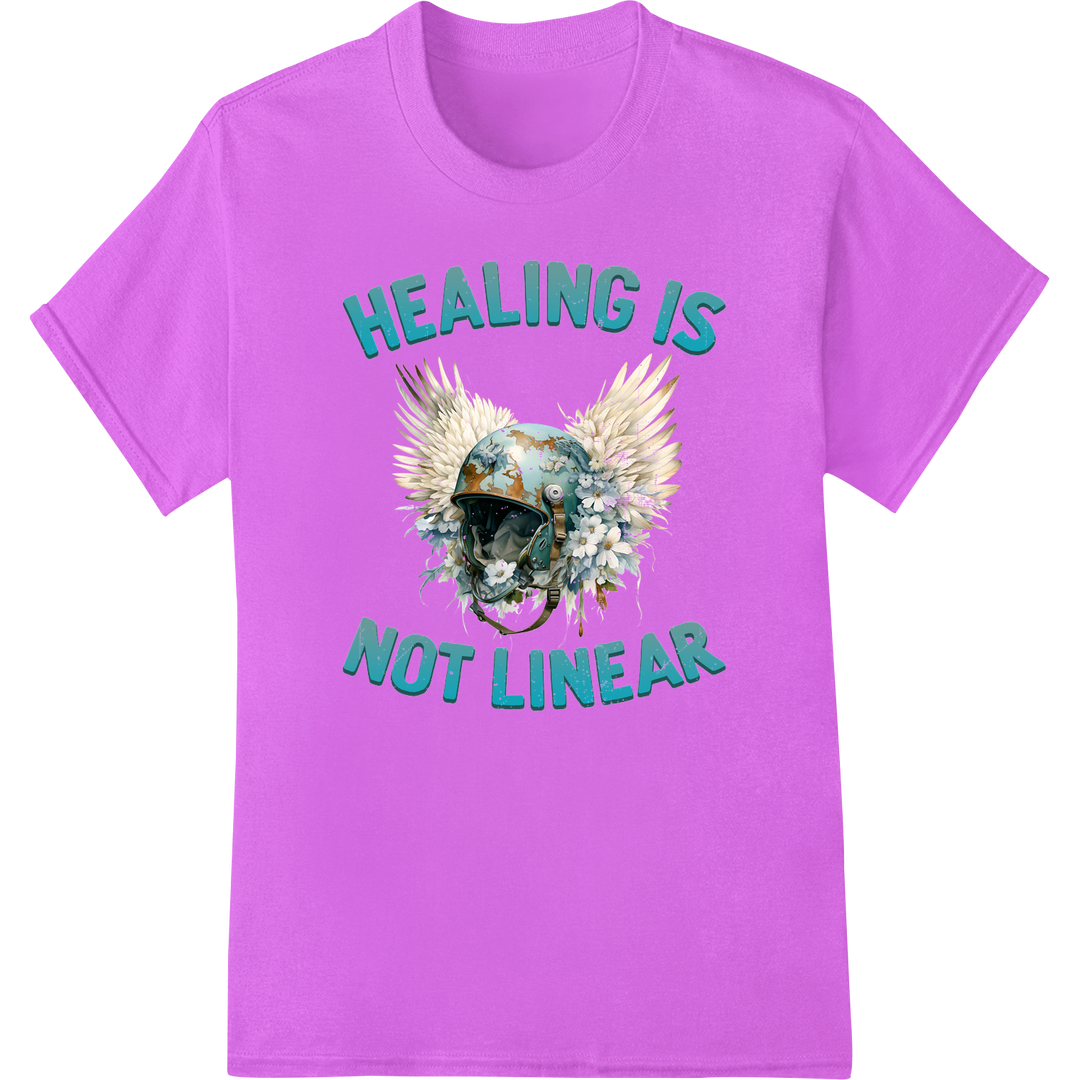 Healing is Not Linear: PTSD Recovery Inspirational DTF Print on purple shirt - SUPERDTF-DTF Prints-DTF Transfers-Custom DTF Prints