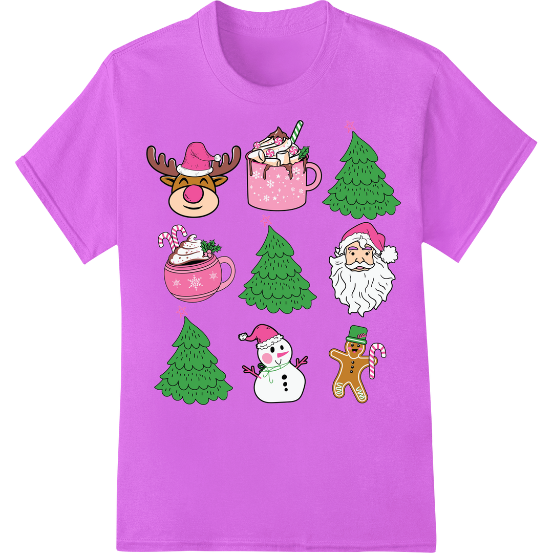 Adorable Christmas Characters DTF Print Heat Transfer on purple shirt - SUPERDTF-DTF Prints-DTF Transfers-Custom DTF Prints