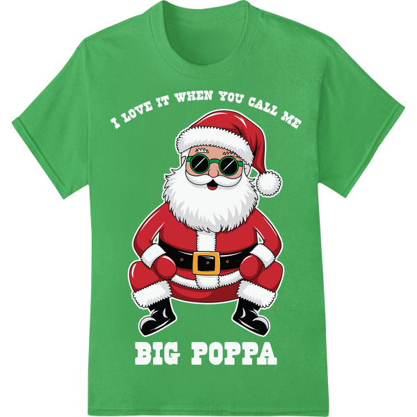 Hilarious Hipster Santa Claus Funny Christmas DTF Print on green shirt - SUPERDTF-DTF Prints-DTF Transfers-Custom DTF Prints