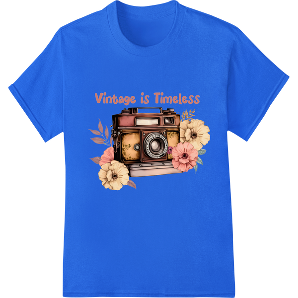 Vintage Charm: Timeless Camera DTF Print Heat Transfer on blue shirt - SUPERDTF-DTF Prints-DTF Transfers-Custom DTF Prints