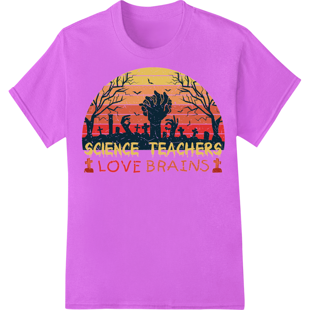 Science Teacher Zombie Halloween DTF Print Heat Transfer on purple shirt - SUPERDTF-DTF Prints-DTF Transfers-Custom DTF Prints