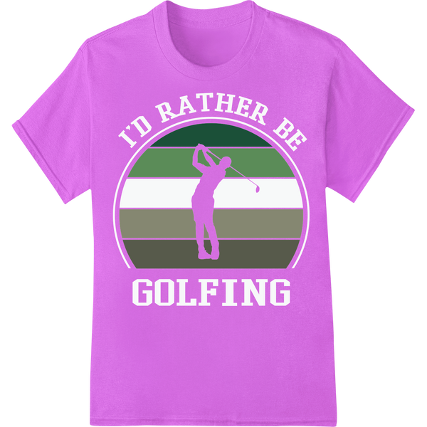 Silhouette Golfer DTF Print Heat Transfer - Swing in Style on purple shirt - SUPERDTF-DTF Prints-DTF Transfers-Custom DTF Prints