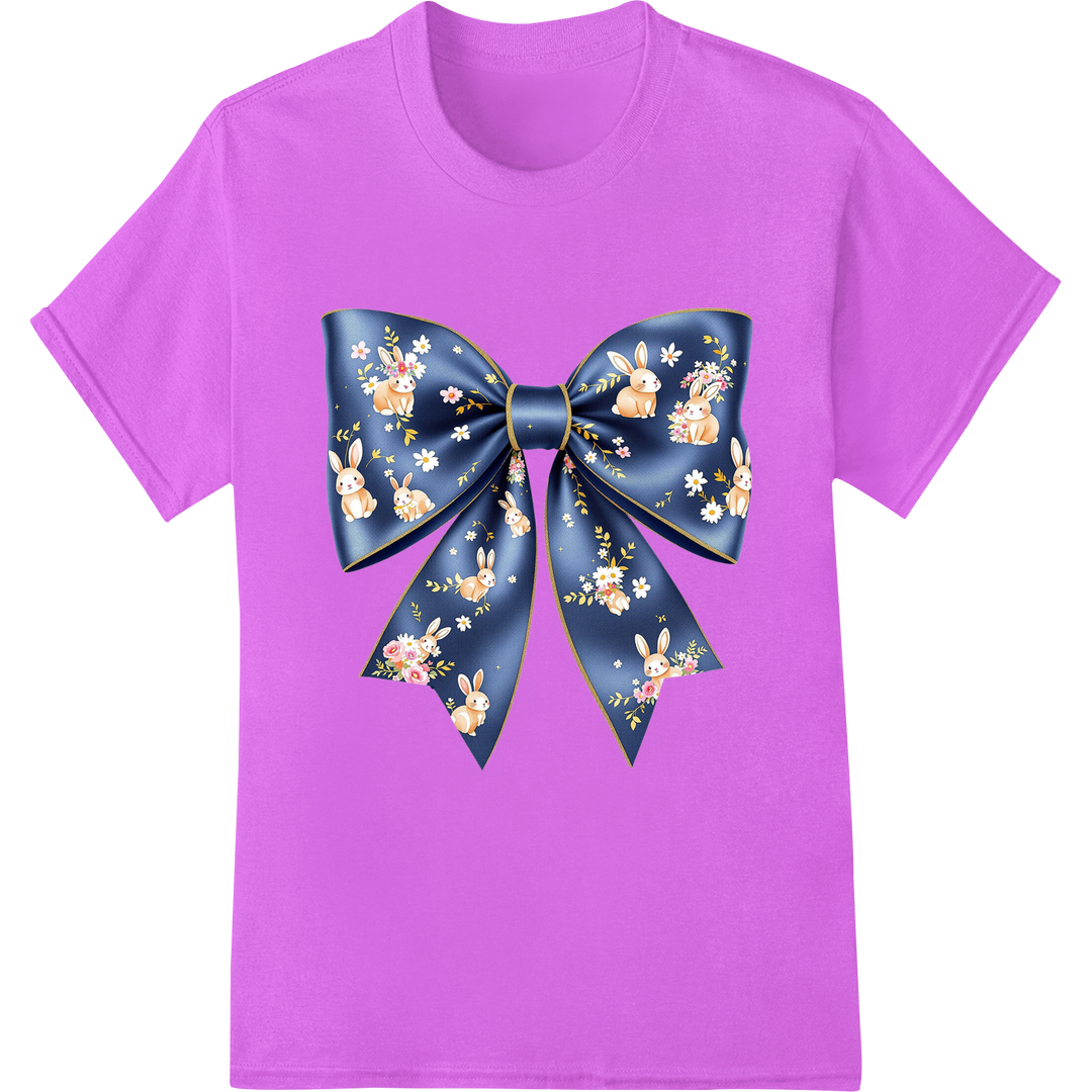 Enchanting Floral Bow Easter DTF Print | Festive & Charming on purple shirt - SUPERDTF-DTF Prints-DTF Transfers-Custom DTF Prints