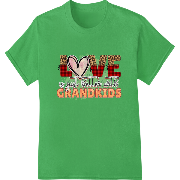 Colorful heart design with the text 'Love is Better with Grandkids' - perfect for DTF printing on t-shirts and apparel for...