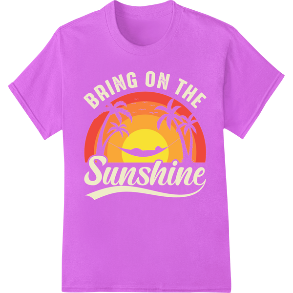 Retro Summer Sun DTF Print Heat Transfer | Super DTF on purple shirt - SUPERDTF-DTF Prints-DTF Transfers-Custom DTF Prints