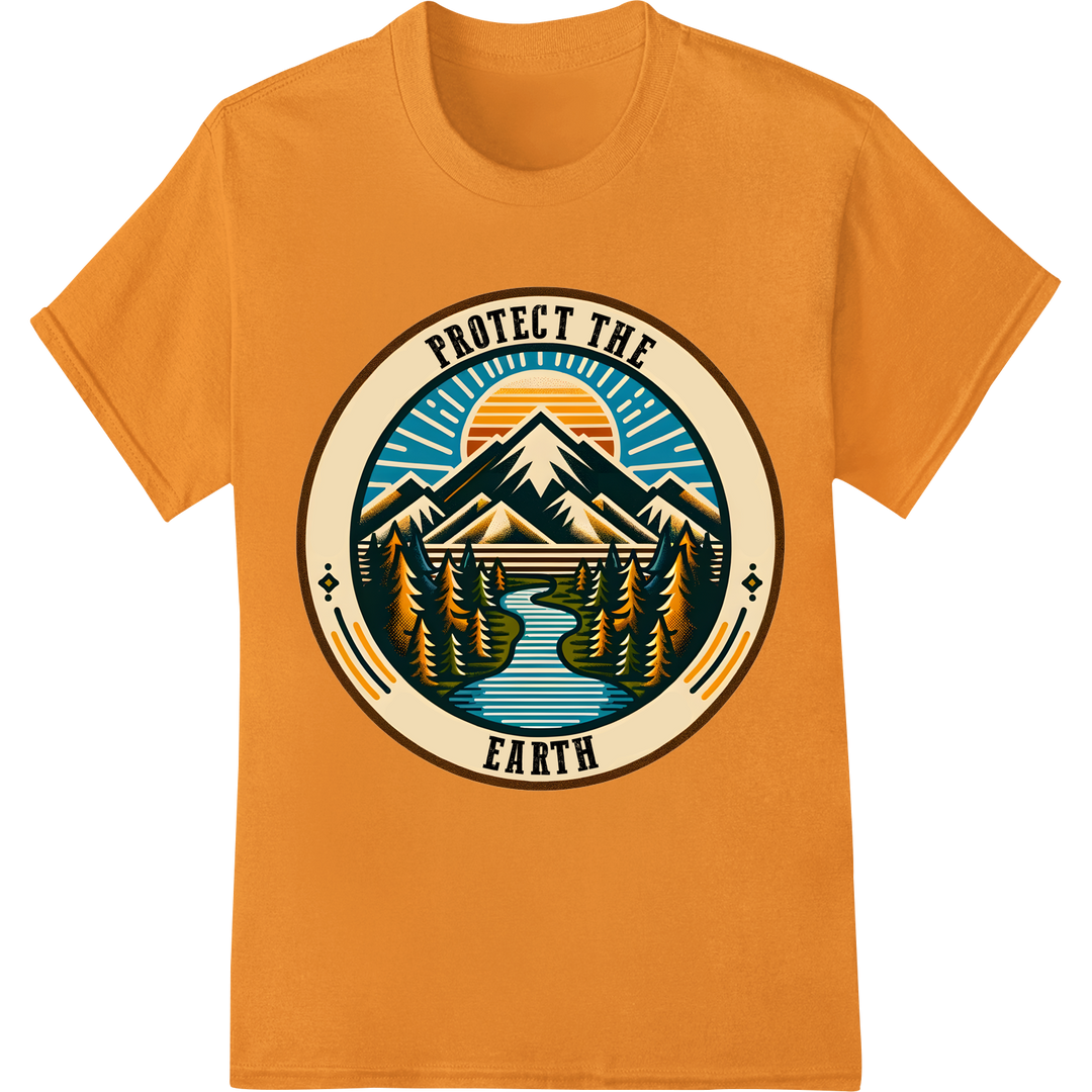 Protect the Earth: Eco-Friendly DTF Print for Earth Day on orange shirt - SUPERDTF-DTF Prints-DTF Transfers-Custom DTF Prints