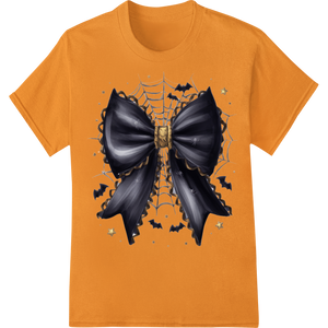 Durable t shirt prints applied to Spooky Bat Bow - Halloween DTF Print Heat Transfer