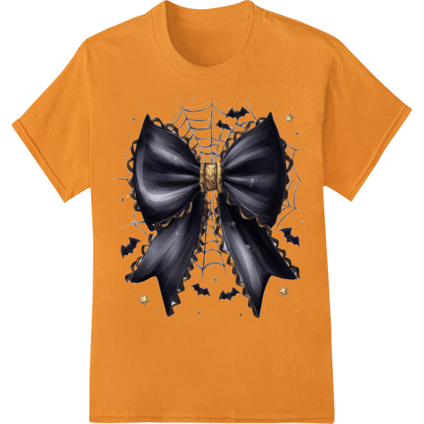 Durable t shirt prints applied to Spooky Bat Bow - Halloween DTF Print Heat Transfer