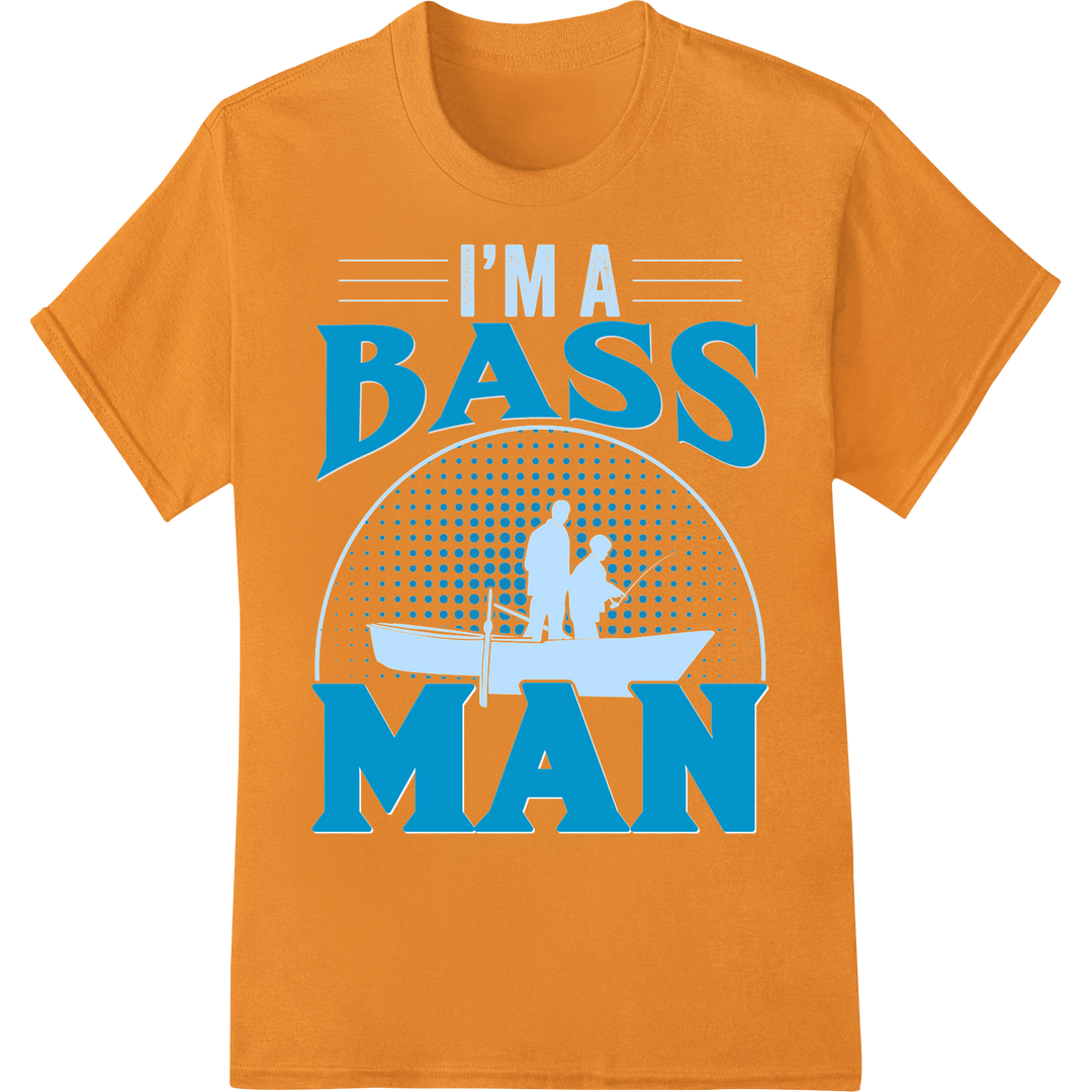 Bold Bass Man DTF Print for Fishing Enthusiasts on orange shirt - SUPERDTF-DTF Prints-DTF Transfers-Custom DTF Prints