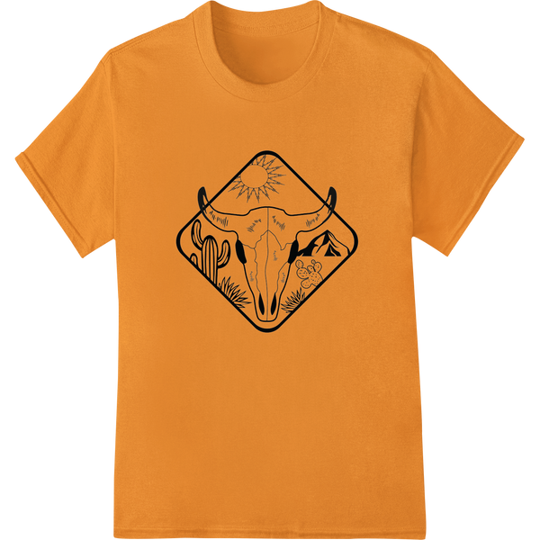 Día de los Muertos Cow Skull Desert DTF Print Heat Transfer on orange shirt - SUPERDTF-DTF Prints-DTF Transfers-Custom DTF Prints