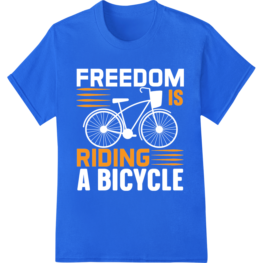 Bold "RIDING IS" DTF Print for Cycling Enthusiasts on blue shirt - SUPERDTF-DTF Prints-DTF Transfers-Custom DTF Prints