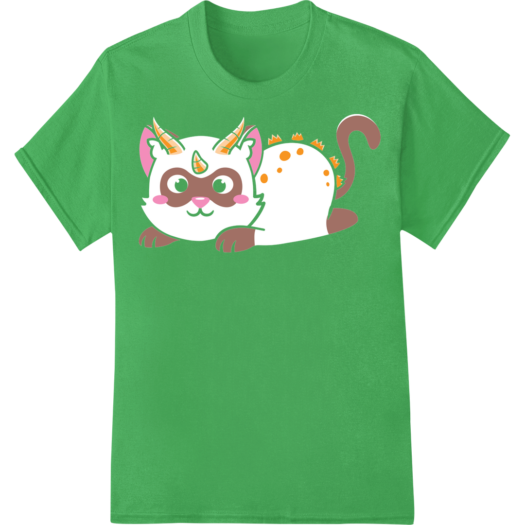 Adorable Kitten Face DTF Heat Transfer - Purrfect for Cat Lovers on green shirt - SUPERDTF-DTF Prints-DTF Transfers-Custom DTF Prints