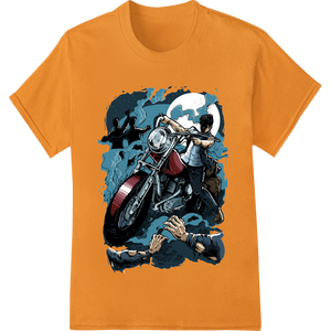 Skeleton Biker's Wild Halloween Ride - DTF Print enhanced with professional vibrant DTF prints