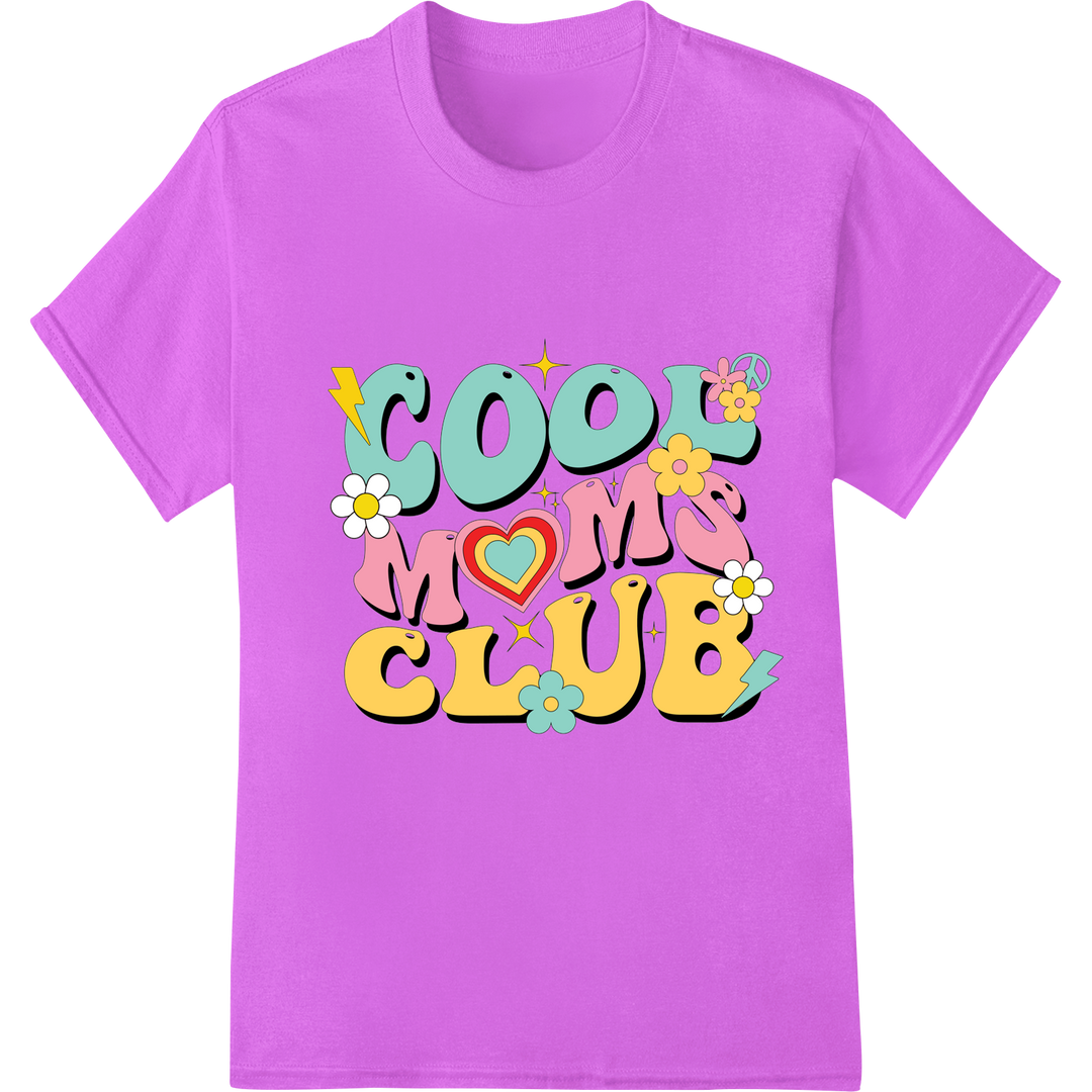 Join the Cool Mom Club: Retro Mother's Day DTF Print on purple shirt - SUPERDTF-DTF Prints-DTF Transfers-Custom DTF Prints