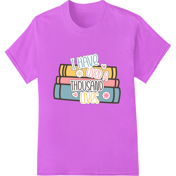 Quirky Book Lover DTF Heat Transfer - Express Your Passion! on purple shirt - SUPERDTF-DTF Prints-DTF Transfers-Custom DTF Prints