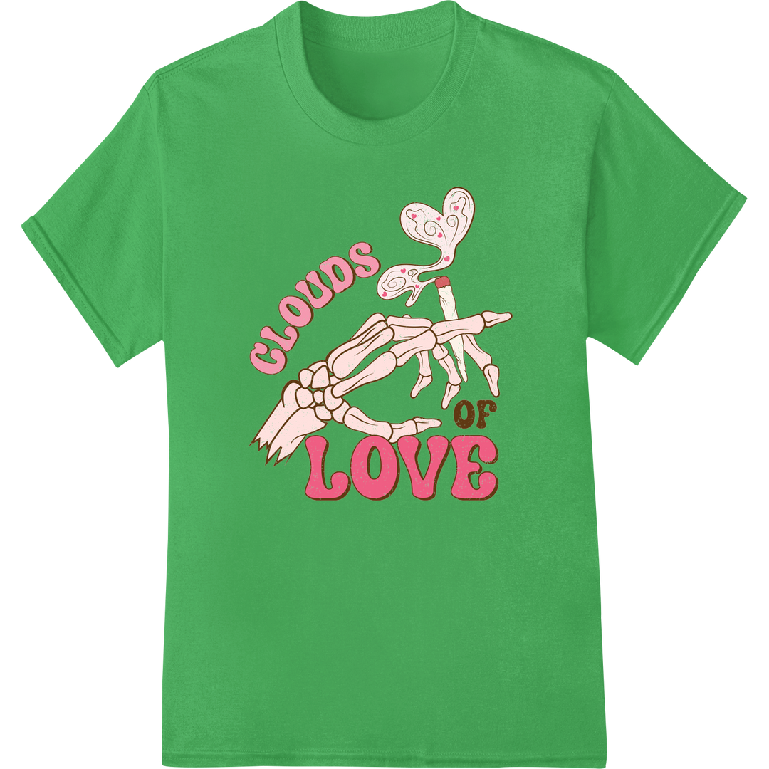 Skeleton Hands of Love: Quirky Valentine's DTF Print on green shirt - SUPERDTF-DTF Prints-DTF Transfers-Custom DTF Prints