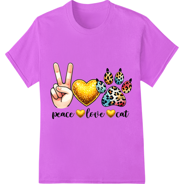 Adorable Cat Paw Print Heart DTF Transfer for Cat Moms on purple shirt - SUPERDTF-DTF Prints-DTF Transfers-Custom DTF Prints