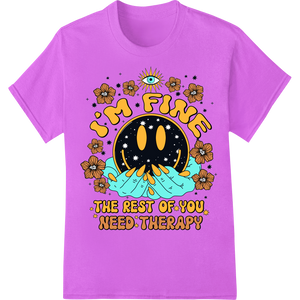 Innovative heat transfer design on Retro Smiley 'I'm Fine, You Need Therapy' DTF Transfer