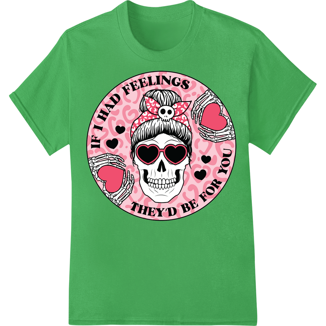 Edgy Skeleton Valentine: Gothic Love DTF Print Transfer on green shirt - SUPERDTF-DTF Prints-DTF Transfers-Custom DTF Prints