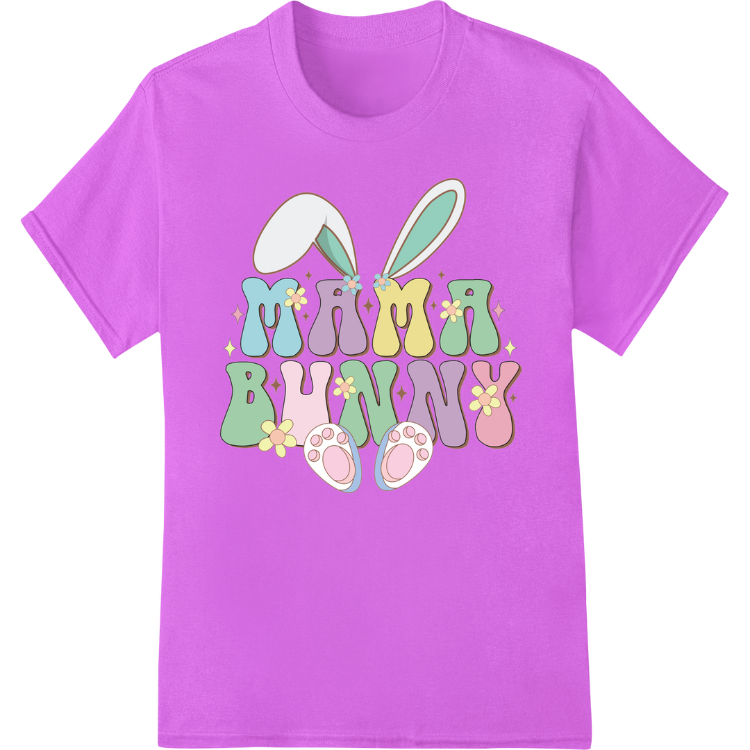 Adorable 'Mama Bunny' Easter DTF Print Heat Transfer Design on purple shirt - SUPERDTF-DTF Prints-DTF Transfers-Custom DTF Prints