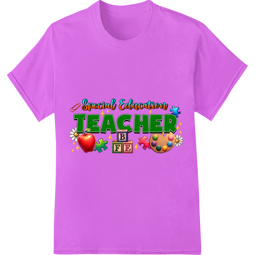 Special Education Teacher BFE | Autism Awareness DTF Print on purple shirt - SUPERDTF-DTF Prints-DTF Transfers-Custom DTF Prints