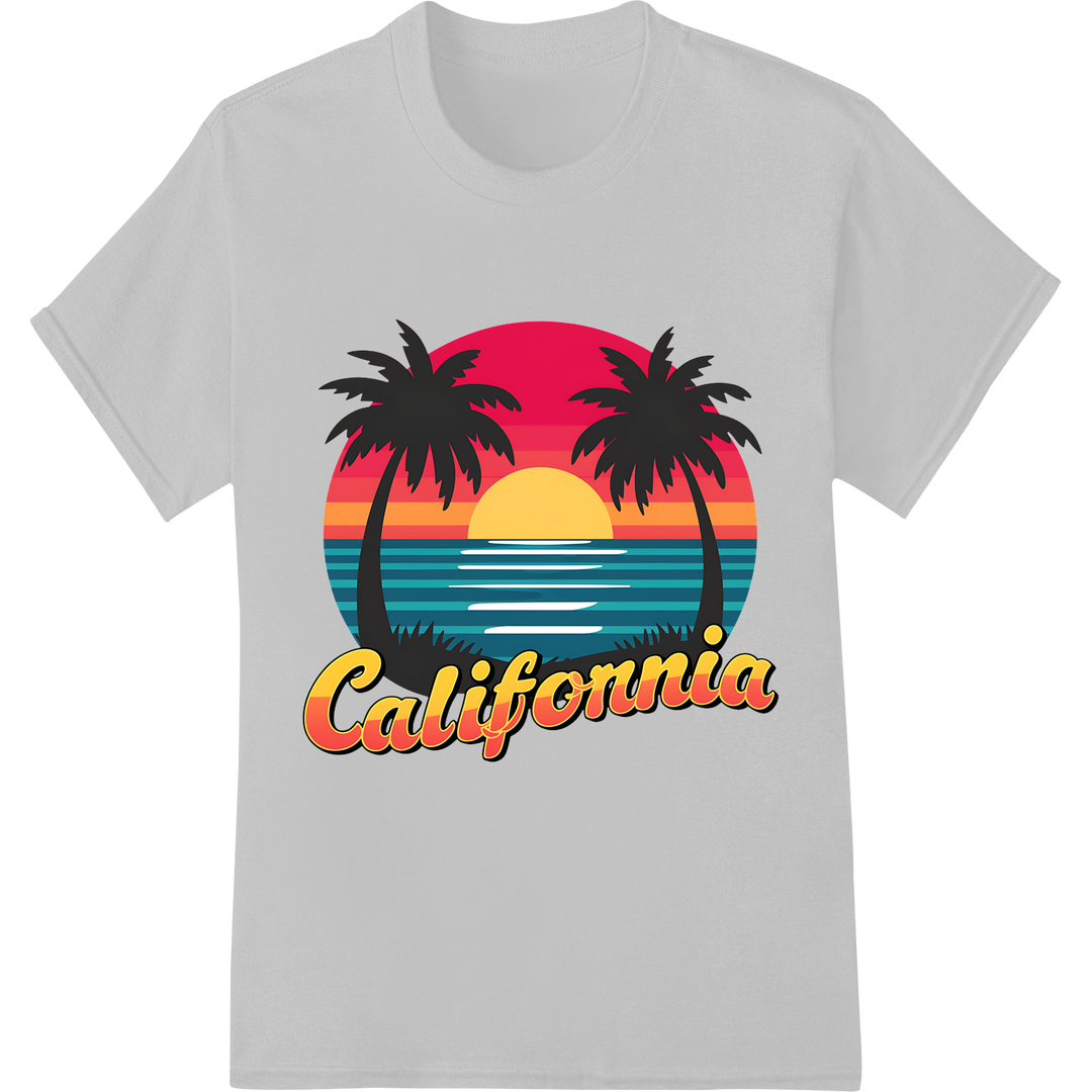 Vibrant California Sunset DTF Print Heat Transfer on white shirt - SUPERDTF-DTF Prints-DTF Transfers-Custom DTF Prints