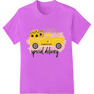 Expert apparel decoration craftsmanship on Loads of Love: Sunflower Truck Valentine's Day Transfer