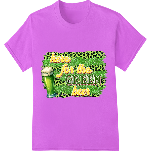 Raise a Green Beer to St. Patrick's Day with this Fun DTF Print on purple shirt - SUPERDTF-DTF Prints-DTF Transfers-Custom DTF Prints