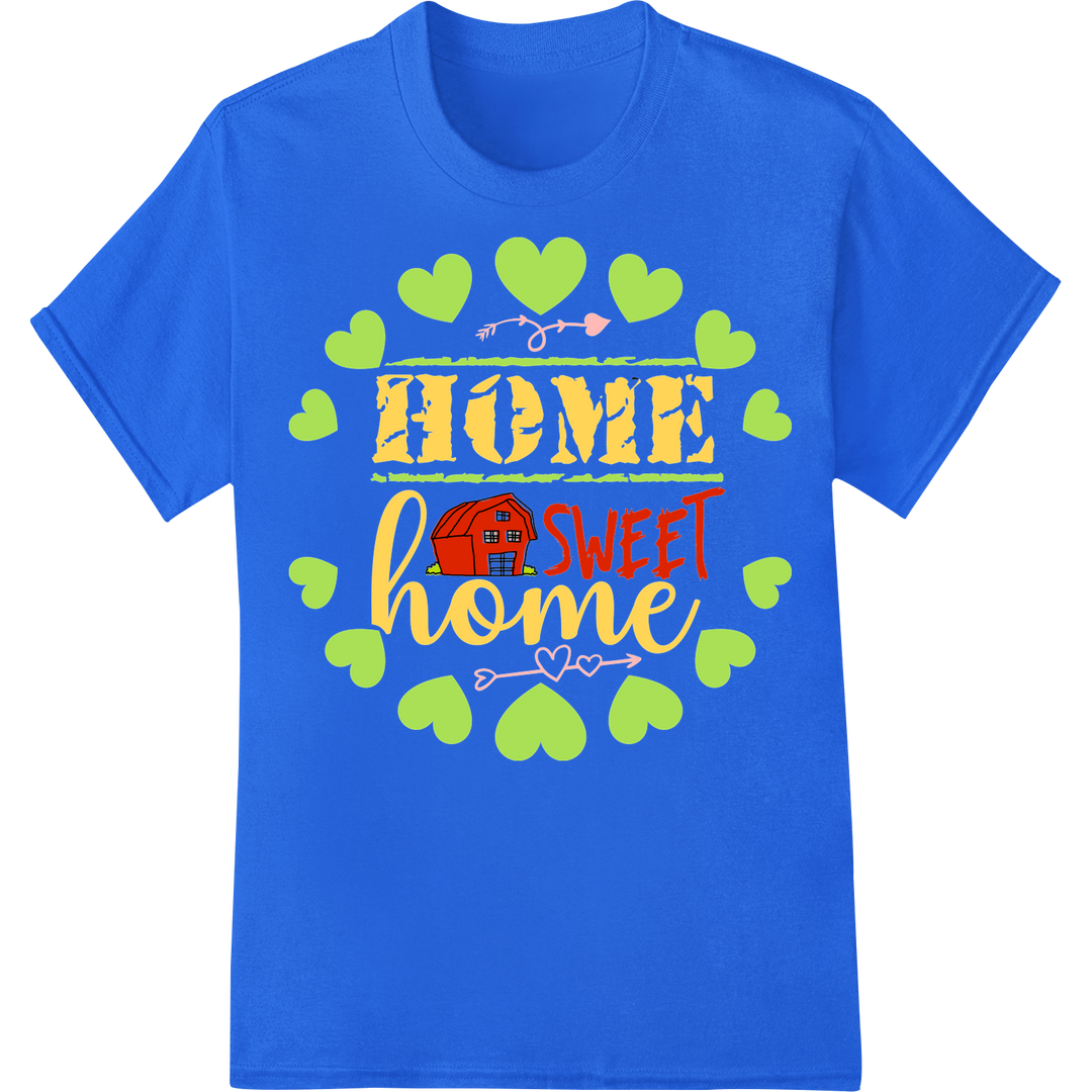 Charming 'Home Sweet Home' Easter DTF Print Heat Transfer on blue shirt - SUPERDTF-DTF Prints-DTF Transfers-Custom DTF Prints